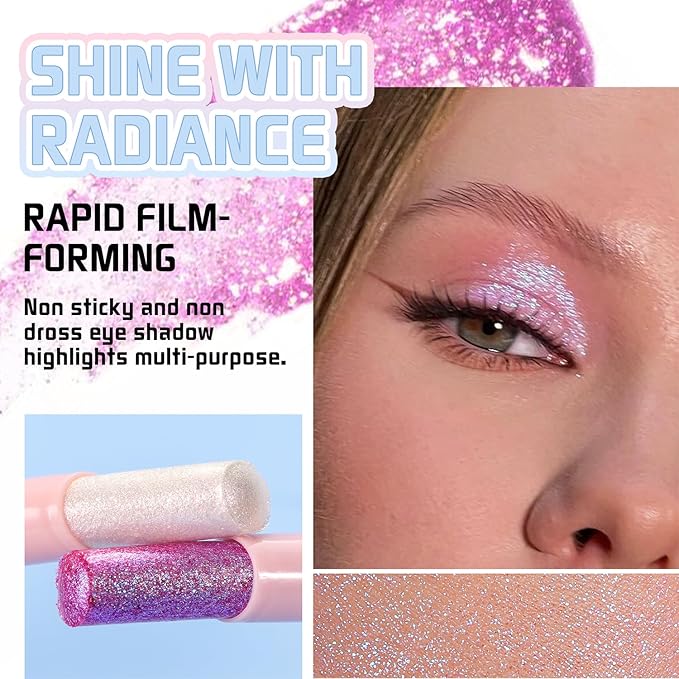 3PCS Crystal Hydrating Jelly Stick Eyeshadow Stick, Glitter Makeup Jelly Shimmer Eye Shadow Crayon, Lightweight Eye Brightener Eye Makeup (01+02+05)