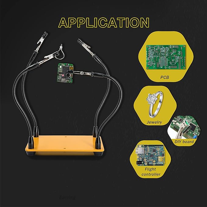 KOTTO Helping Hands Soldering, Third Hand Soldering Tool PCB Holder Four Arms Helping Hands Crafts Jewelry Hobby Workshop Helping Station Non-Slip Steel Weighted Base