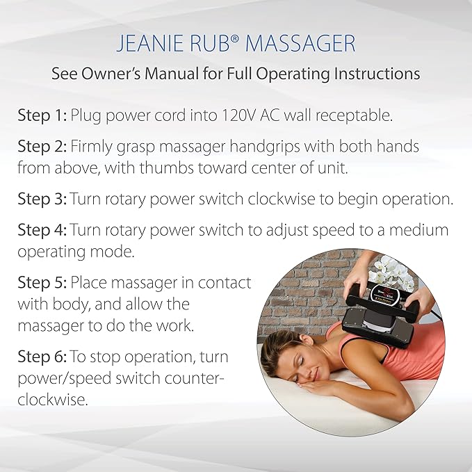 Core Products Jeanie Rub Variable Speed Massager, Deep Tissue Back & Shoulder Massager for Pain Relief, Body Massager, Great Gift for Back, Neck, Lower Back & Cellulite Massage - Fleece Cover Combo