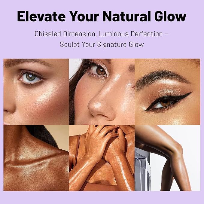 Cream Contour Stick Kit for Mature Skin, Moisturize Bronzer Pen and Highlighter with Brush, Brightens & Shades Pencil, Long Lasting & Smooth Gliding Face Illuminator for Older Women