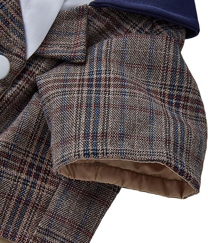 GabeFish Pets Wedding Jackets Suit for Dogs with Bow Tie Puppy Cat Formal Clothes Shirt Tuxedo (Brown, S (Chest 12.9in/33cm))