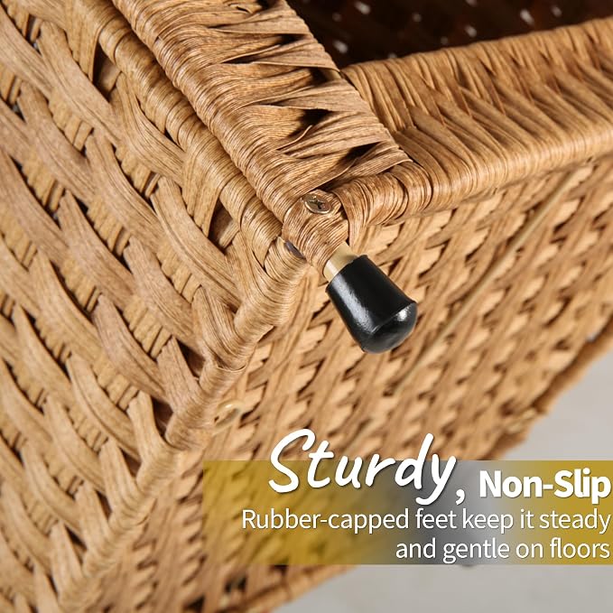 Handwoven Wicker Cat Bed for Cats up to 20 lb, 14.2" H × 14.2" W × 16.5" D | Dome shaped hideaway for cats to feel safe. Woven wicker and raised base for airflow. Natural furniture look. Rinse clean.