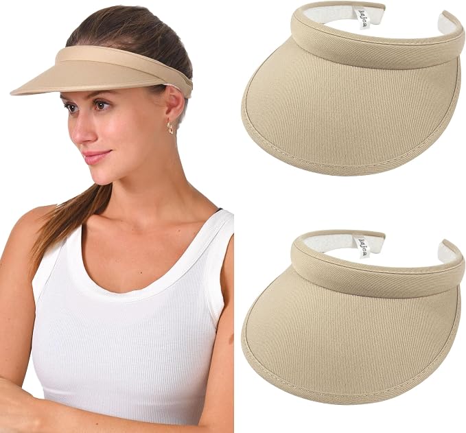 2 Pack Sun Visor Hats Women Men Clip On Wide Brim Visors Hat Outdoor Sports Golf Beach Travel Tennis Caps