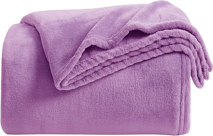 KMUSET Fleece Blanket Throw Size Lilac Lightweight Super Soft Cozy Luxury Bed Blanket Microfiber