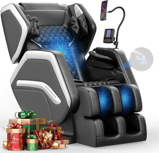 Massage Chair Full Body, Zero Gravity Massage Chair 2025 for Back Fatigue with 10 Fixed Rollers, Airbags, Heating, Phone Controller, Bluetooth Speaker, Nightlights for Living Room, Bedroom