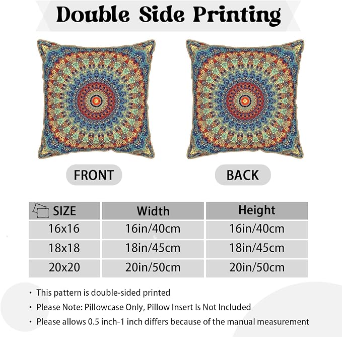 KSLIDS Boho Mandala Floral Soft Velvet Throw Pillow Covers Set of 2 Navy Blue Orange Flower Decorative Pillow Covers 16x16 Inch Abstract Retro Pillow Case for Sofa Couch Outdoor Modern Home Decor