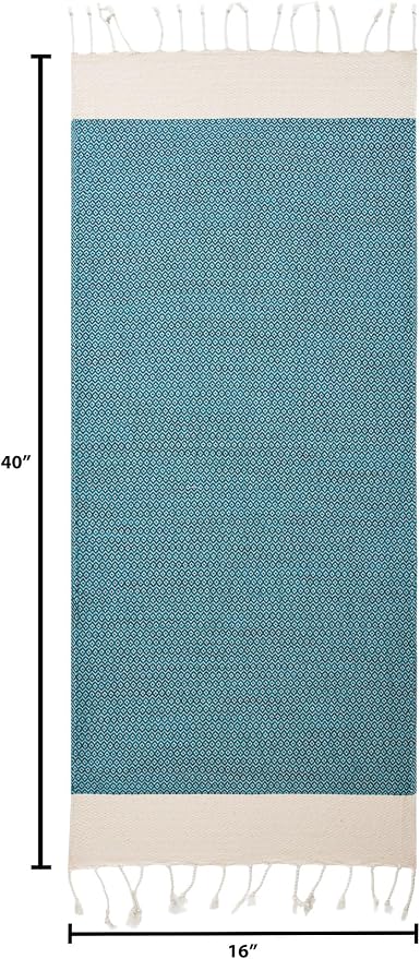 BAY LAUREL Turkish Hand Towel – Pack of 2 | Soft & Absorbent Decorative Towels for Bathroom, Hand, Face, Hair, Gym, Yoga, SPA, Kitchen & Tea | Boho Decor (Petrol, Diamond 16x40 Inches (Set of 2)