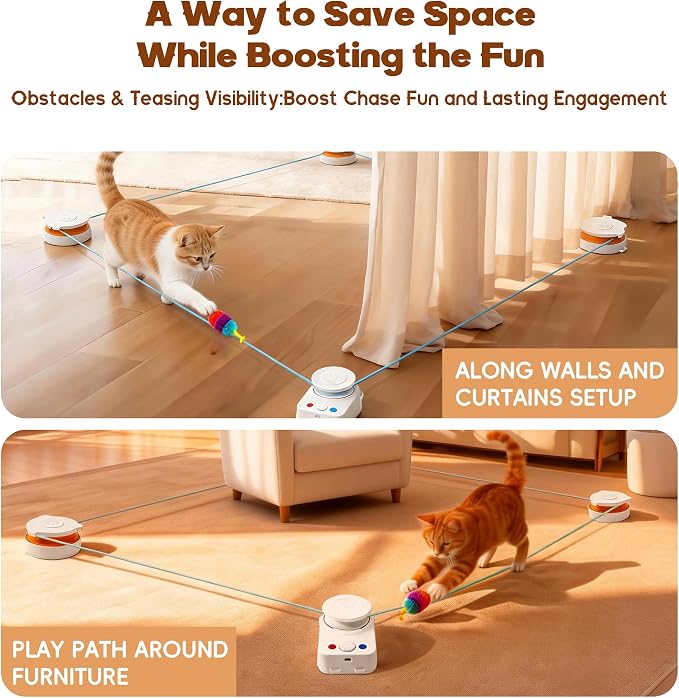 Interactive Cat Toy for Indoor Cat,Automatic Treadmill for Exercise | Automatic Moving Cat Chase Toy with Auto/Manual Control for Indoor Exercise, Mental Stimulation, for Cats and Kittens.(H1K3)