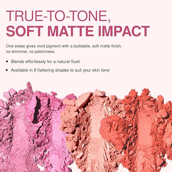 Palladio Matte Blush, Brushes onto Cheeks Smoothly, Soft Matte Look and Even Finish, Flawless Velvety Coverage, Effortless Blending Makeup, Flatters the Face, Convenient Compact, Bayberry