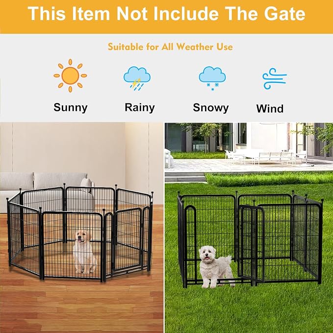 Getlay Garden Fence 40 Inch 14 Panels Without Gate, Total 31 Ft(L) Garden Fence for Yard and Dog, Black Dog Pen Wide Door, Metal Dog Pen Heavy Duty Pet Puppy Exercise Pen for Rv Camping