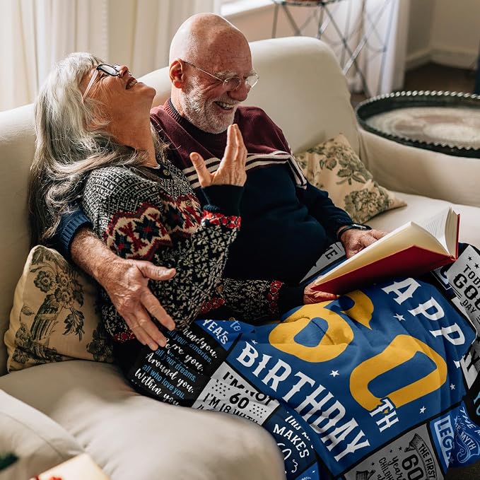 60th Birthday Gifts for Men Women, 60th Birthday Decorations for Men | Funny 1965 60 year old Birthdays Gift for Man ideas Blanket 50"X60"