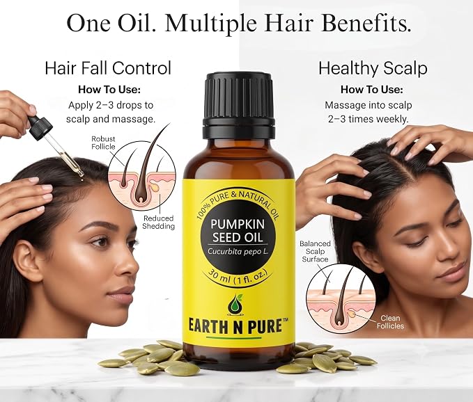 Earth N Pure Pumpkin Seed Oil (Kaddu Oil) Cold Pressed, Natural and Therapeutic Grade - 100 ml