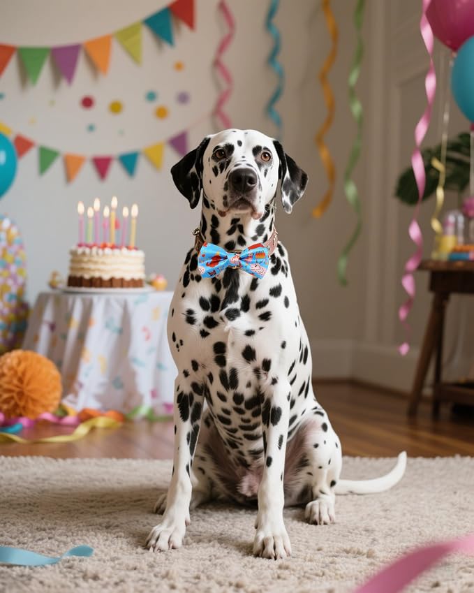 PET SHOW 5 Pack Happy Birthday Dog Bowties for Large Dogs Slide on Collar