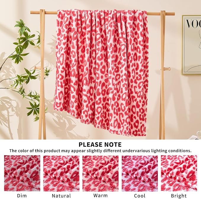 Cheetah Print Blanket Leopard Blankets Hot Pink Throw Blanket for Couch Bed - 60"x80"