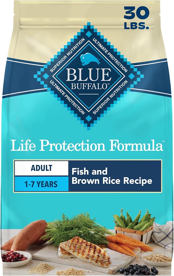 Blue Buffalo Life Protection Formula Fish Adult Dry Dog Food, 30 lb | Real Whitefish #1 Ingredient, Supports Immunity with Antioxidant-Rich LifeSource Bits, Promotes Healthy Muscle Development