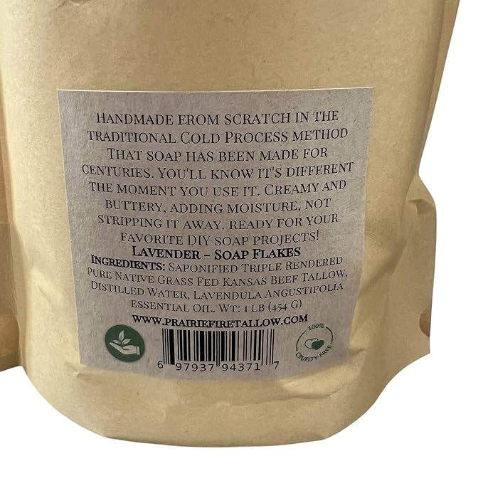 Pure Beef Tallow Soap Flakes - Made in USA - Grass Fed and Finished - Face, Body and Hair - Natural and Organic Orange