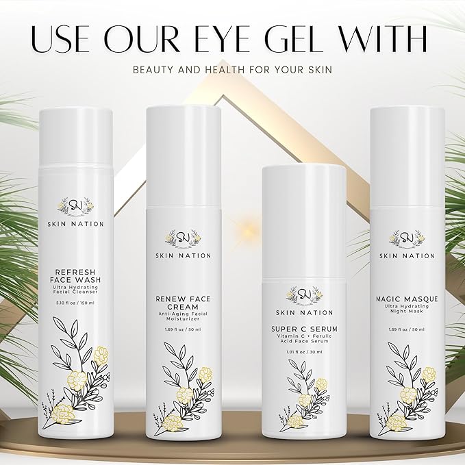 Skin Nation Rejuvenating Eye Gel | Anti Aging Eye Cream - Anti Wrinkle and Antioxidants | with Organic Natural Ingredients, Vitamin C, B5, MSM, Aloe Vera, Coconut Oil, Jojoba by Michelle Staffor