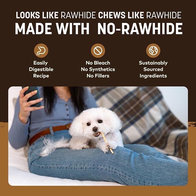 Earth Animal No Hide Stix - Rawhide Free Dog Chews Sticks 20 Count Venison | Small Sticks Venison Flavored Natural Rawhide Free Long Lasting Dog Chews - Treats for Small Dogs and Cats