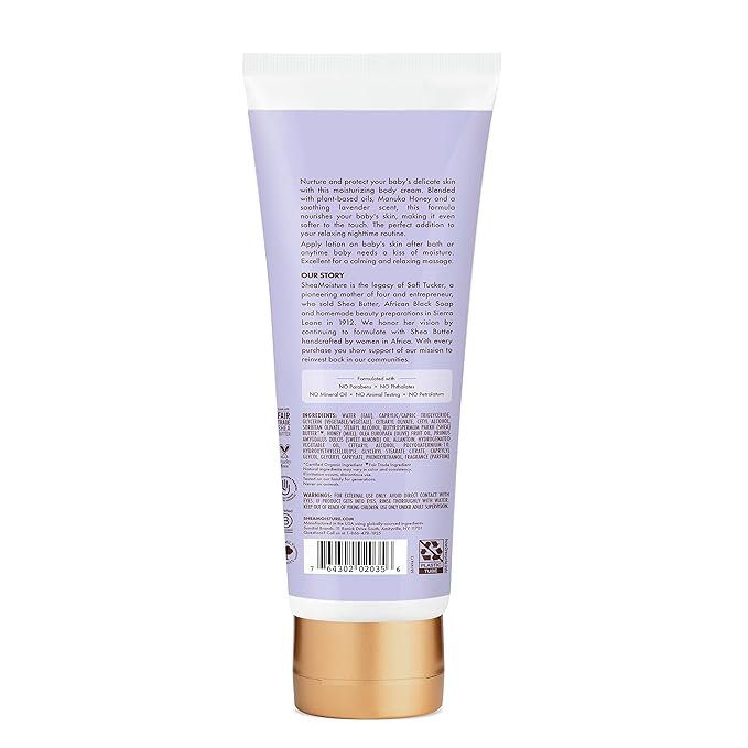 SheaMoisture Baby Moisturizer Manuka Honey & Lavender for Delicate Hair and Skin Nighttime Hair and Skin Care Regimen 8 oz