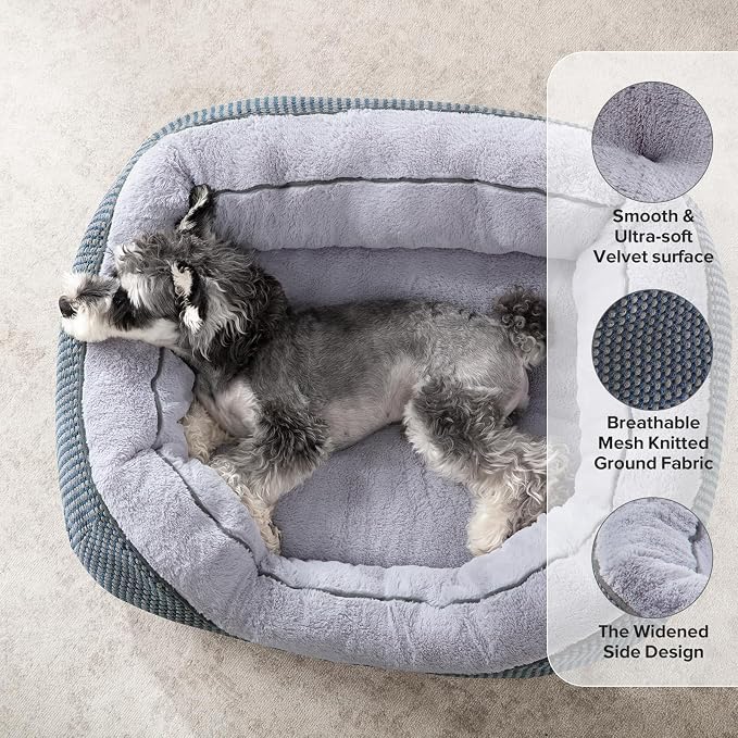Small Dog Bed Orthopedic Warming Soft Calming Sleeping Durable with Anti-Slip Bottom