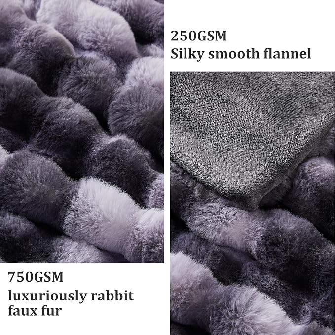 Faux Fur Throw Blanket for Couch, 1000 GSM Cozy Fuzzy Fluffy Soft Plush Thick Bubble Sherpa Blanket for Sofa Bedroom Living Room, Mothers Day Birthday Gifts for Women Home Decor