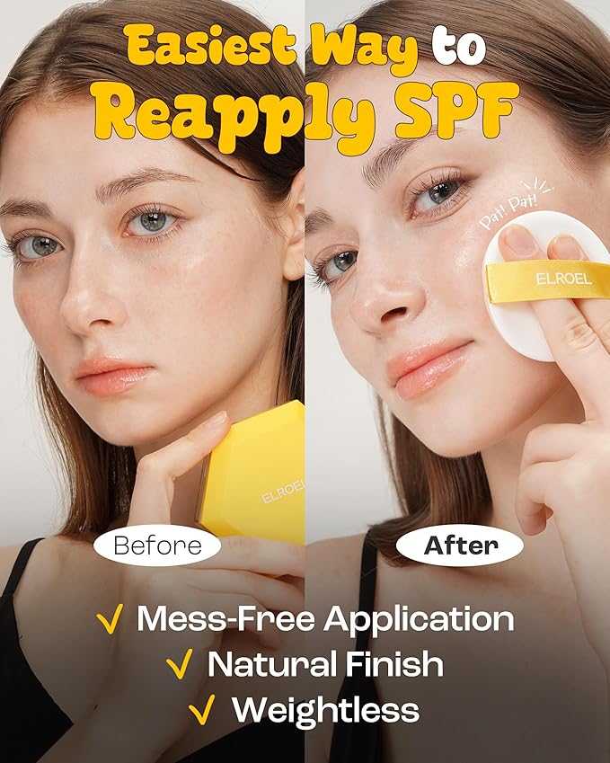 Pang Pang Sun Cushion Plus Refill - Korean Hypoallergenic & Cooling Face Sunscreen with Puff Sponge - Broad Spectrum SPF50+ PA++++ (0.53 oz)