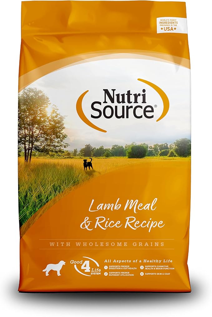 NutriSource Adult Dry Dog Food, Lamb Meal & Rice, 26 lb | Probiotic & Prebiotic Digestive Support, Healthy Skin & Coat, No Corn Wheat or Soy