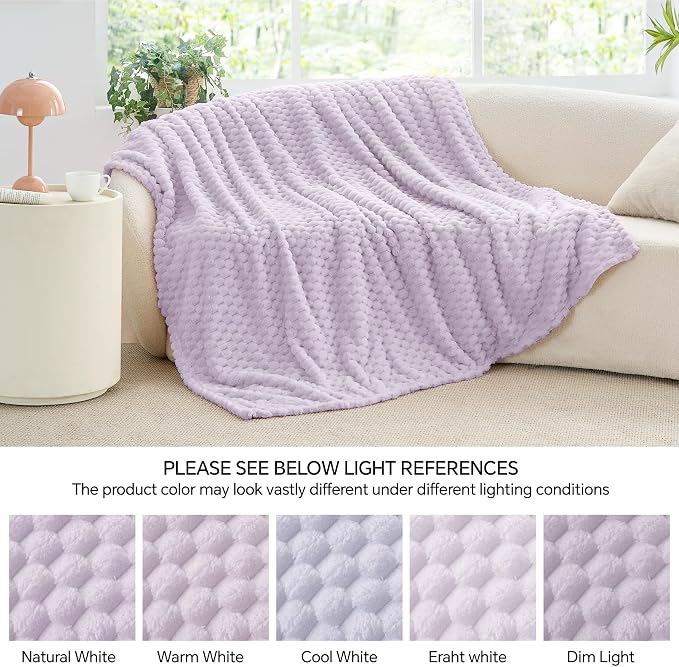 BEDELITE Lavender Throw Blanket for Couch, Soft Cozy Gifts for Women, 50*60 | 3D Jacquard Decorative Fleece Blanket, Super Soft Plush Throws, Cute Birthday Gift for Women & Men, Suitable for All Seasons