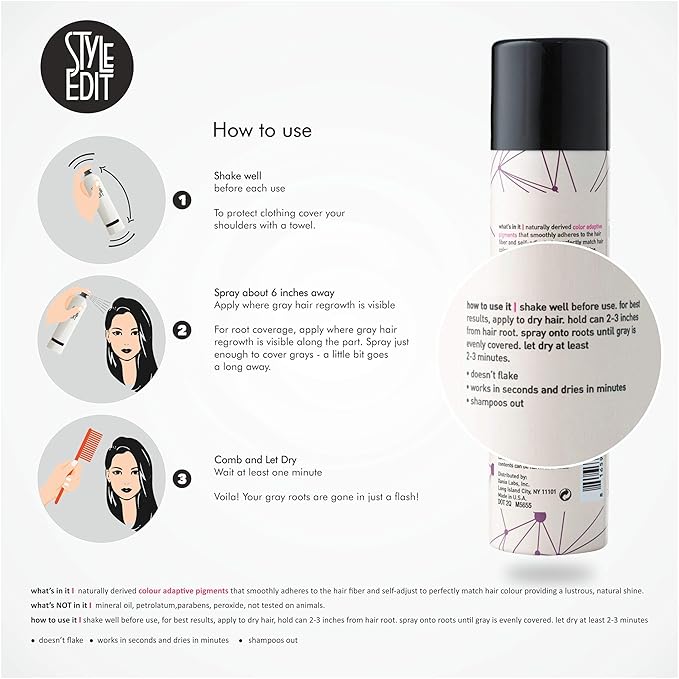 Style Edit Root Concealer Touch Up Spray | Instantly Covers Grey Roots | Professional Salon Quality Cover Up Hair Products for Women |Light Brown 2 Ounce (Pack of 3)