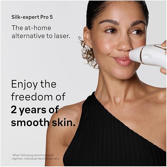 Braun IPL at Home Laser Hair Removal for Women and Men, Silk Expert Pro 5 PL5137 with Venus Swirl Razor, Permanent Visible Hair Reduction in Hair Regrowth for Body & Face, Corded, PL5137