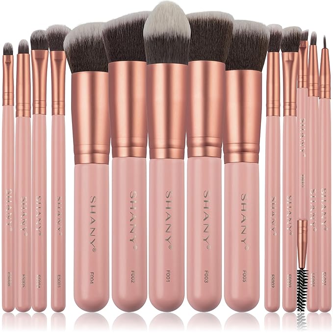 SHANY14 Piece Makeup Brush Set – Elite Cosmetics Brush Collection - Complete Kabuki, Eyes, Face, powder, foundation Makeup Brush Set - Bubble Gum