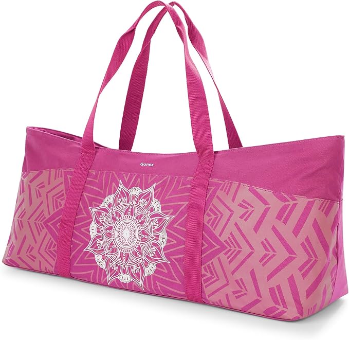 Gonex Yoga Mat Bag, Extra Canvas Gym Bag with Waterproof Pocket Metal Zipper, Fits Mat & Blocks, Stylish Yoga Mat Carrier for Women, Ideal for Yoga, Pilates, Workout, Travel
