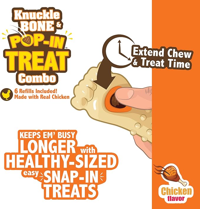 Nylabone Pop-In Treat Toy Chicken Dog Treat Refills, 30 Count | Made with real chicken, fits any Nylabone Pop-In Treat Toy, all-natural dog treats, highly digestible, limited ingredients