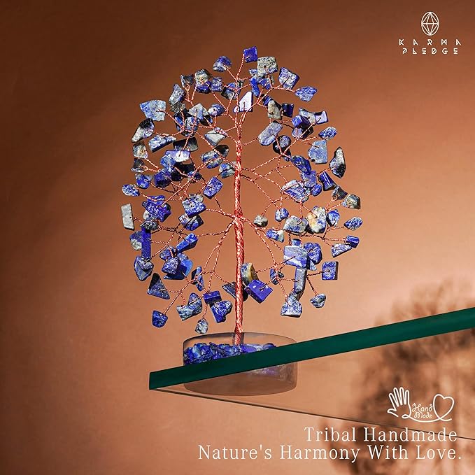 Lapis Lazuli Crystal Tree of Life Birthday Gifts for Women, Men, Friends, Handmade Chakra Healing Crystal Tree for Home Office Decor, Positivity, Good Luck, Money, Unique Gifts for Her Mom Sister, Dad