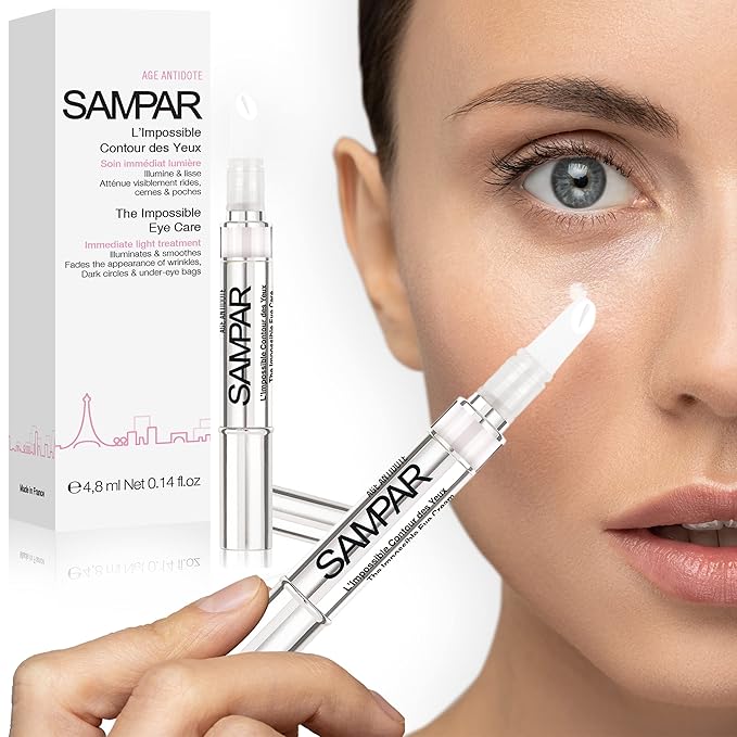 SAMPAR Illuminating Eye Cream - Anti-Aging, Hydrating & Brightening Treatment with Hyaluronic Acid, Vitamin C, and Essential Oils - Reduces Dark Circles, Fine Lines & Puffiness - All Skin Types