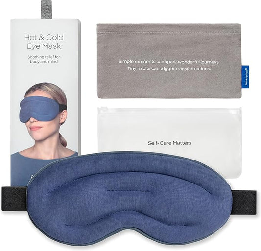 Ostrichpillow Hot & Cold Eye Mask - Clay Beads Hot Cold and Compression Therapy for Dark Circles, Eye Bags, Dry Eyes, Headaches, Migraines - Hook and Loop Closure 2 Protective Bags Included