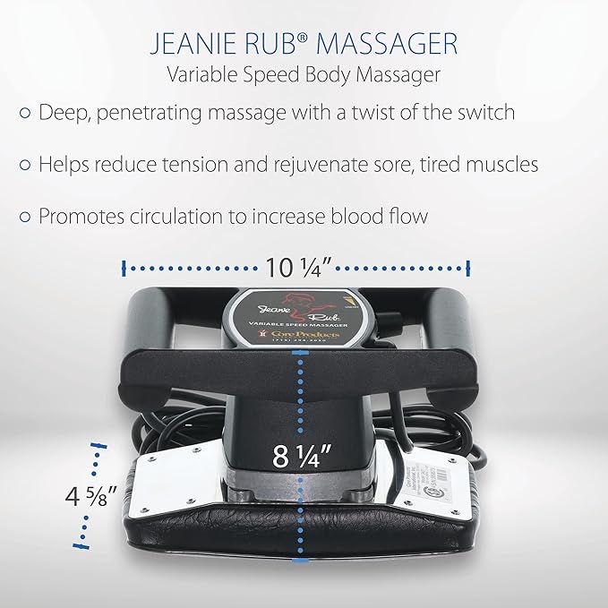 Core Products Jeanie Rub Variable Speed Massager, Deep Tissue Back & Shoulder Massager for Pain Relief, Body Massager, Great Gift for Back, Neck, Lower Back & Cellulite Massage - Fleece Cover Combo