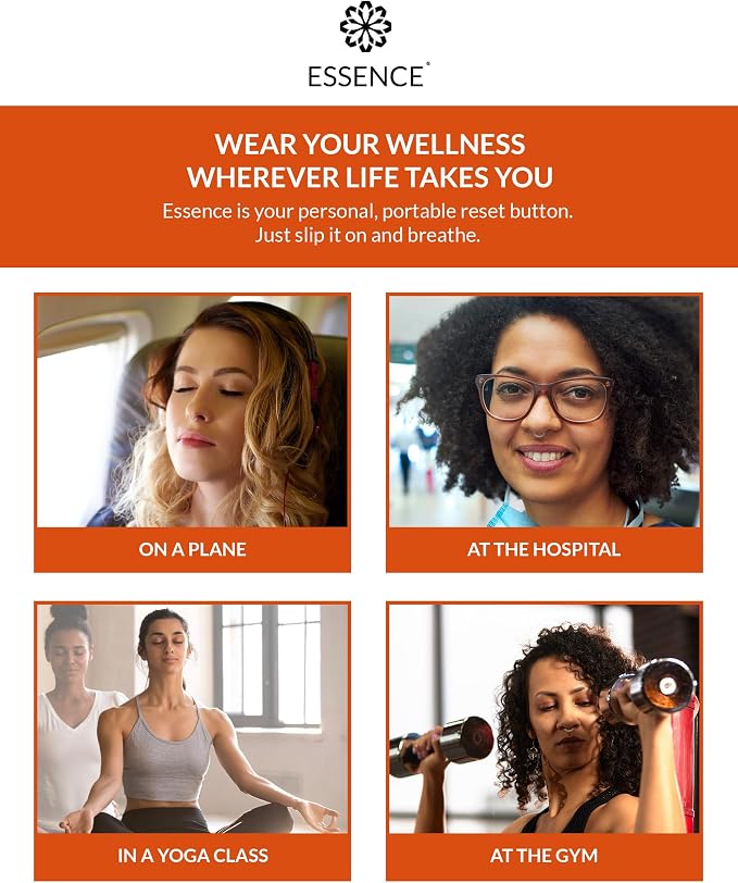 Essence Wearable Aromatherapy Nasal Diffuser – Orange Essential Oil Nose Ring Silicone Inhaler for Stress & Mood Support - Made in USA & Travel-Friendly (3 Pack)