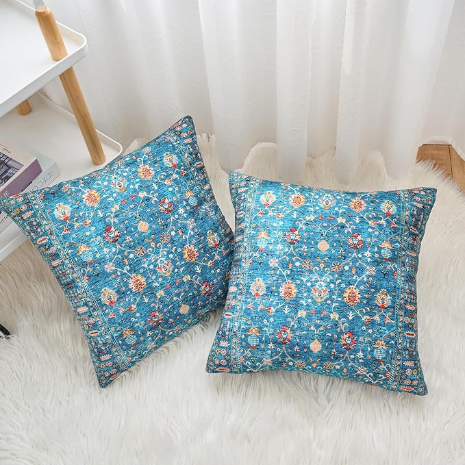Boho Throw Pillow Covers 22x22 inch Set of 2,Boho Vintage Carpet Pattern Antique Ethnic Decor Double Sided Pattern Cushion Cover Soft Pillow Case Living Sofa Room Bed Square Pillow Cover