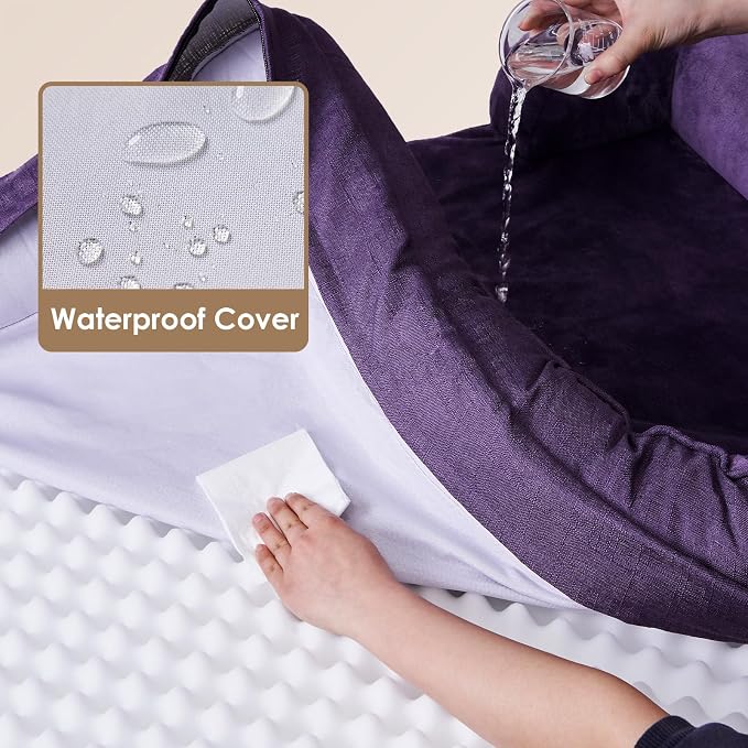 EHEYCIGA Orthopedic Dog Bed Medium Size Dog, Waterproof Washable Pet Beds | Non-Slip Bottom and Egg-Crate Memory Foam Dog Couch Bed with Washable Removable Cover, Purple