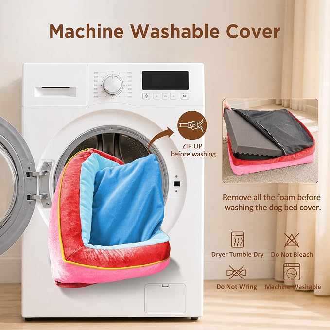 Comfort Expression Orthopedic Dog Bed for Extra Large Dogs with Bolster | Waterproof Dog Couch Bed with Washable Cover & Non-Slip Bottom, Supportive Egg Crate Foam XL Pet Bed, 45x35 Inch
