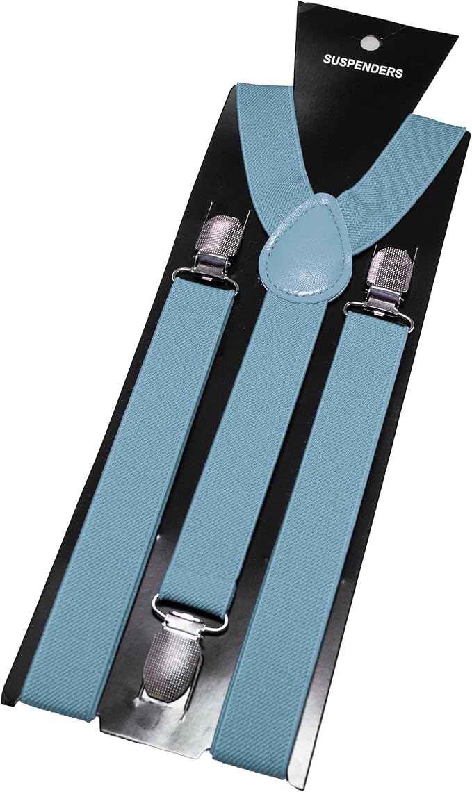 JEMYGINS Solid Color Mens Suspender with 3 Strong Clips Adjustable Braces