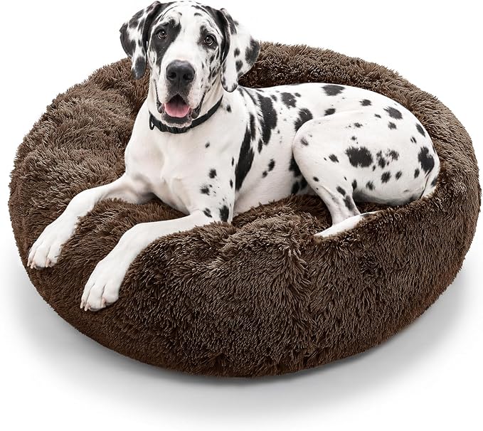 JOLLYVOGUE Dog Beds Large Sized Dog, Calming Anti-Anxiety Dog Bed, Fluffy Donut Cushion for Extra Large Pets (45")