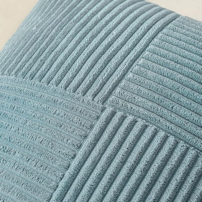 MIULEE Slate Blue Decorative Throw Pillow Covers for Couch 16x16 Inch | 2 Pack, Boho Farmhouse Pillow Covers, Soft Cross Corduroy Patchwork Textured Cushion Cases For Bed Sofa