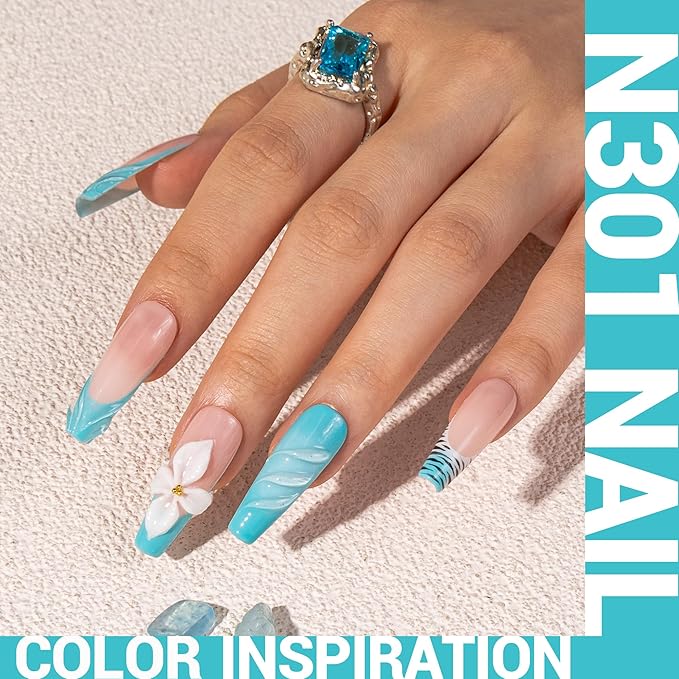 MelodySusie Thick Turquoise Blue Gel Nail Polish,0.5fl oz Nails Soak Off UV LED Light Blue Gel Polish Christmas Gift for Women Nail Art Manicure Salon DIY Nail Design Decoration at Home-N301