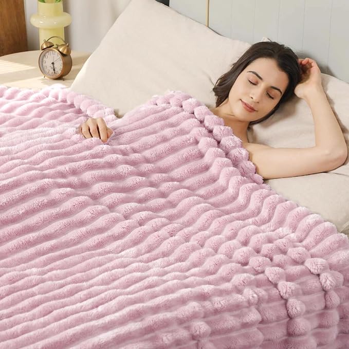 Aganear Fluffy Throw Blanket for Couch Sofa 50"x60" Coral Pink | Lightweight Fuzzy Throw,Warm Gift for Women,Christmas,Housewarming,Soft,Boho Design for Room Home Decor,All-Season Use
