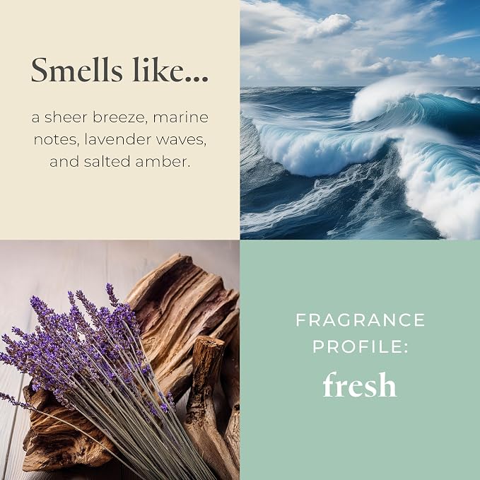 PartyLite Ocean Lavender Scent, Notes of Vanilla Sea Salt, Driftwood, Sea Moss, Patchouli & Eucalyptus, 10oz 1-Wick Aromatherapy Refillable Jar Candle, 50 Hour Burn Time, Sustainable Wax, Reusable Jar