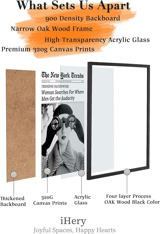 iHery 16x20in Woman Searches for Where Men Get the Audacity Framed Art | Premium Black OAK Wood Frame with Canvas Print, Vintage Fashion Decor for Bedroom, Dorm, Living Room and Bar Cart, 1Pack