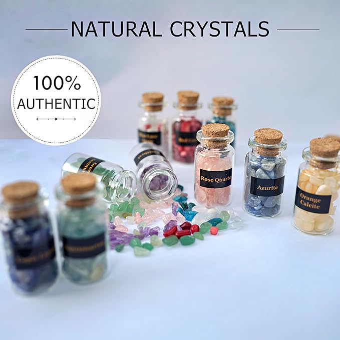 Crystal Advent Calendar 2025 Healing Crystal Natural Gemstone 24 Days Christmas Countdown Calendar for Adult - Natural Crystals Chips Bottles Gift Set for Witch Beginne