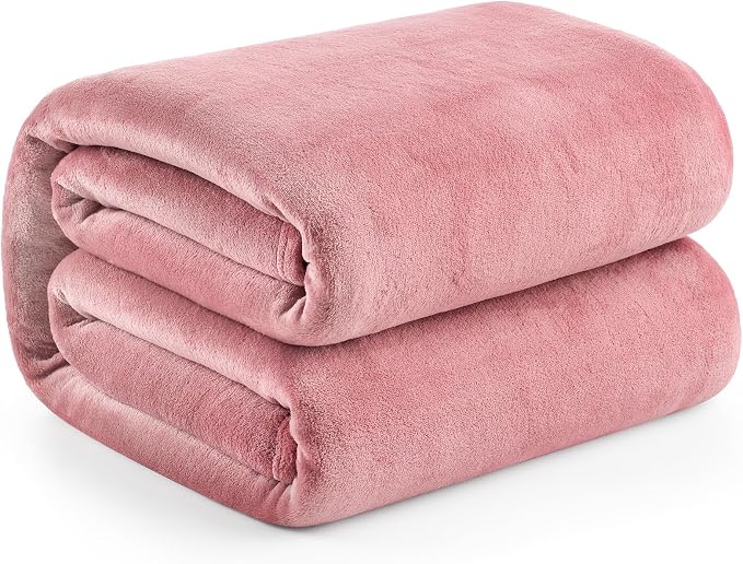 Hansleep Throw Fuchsia Fleece Blanket, Soft Flannel Bed Blanket | Fuzzy Cozy Blanket 50x60 Inches, Multi-use for Bed, Sofa, Couch, Travel, Camping, All Season Warm Lightweight Cover
